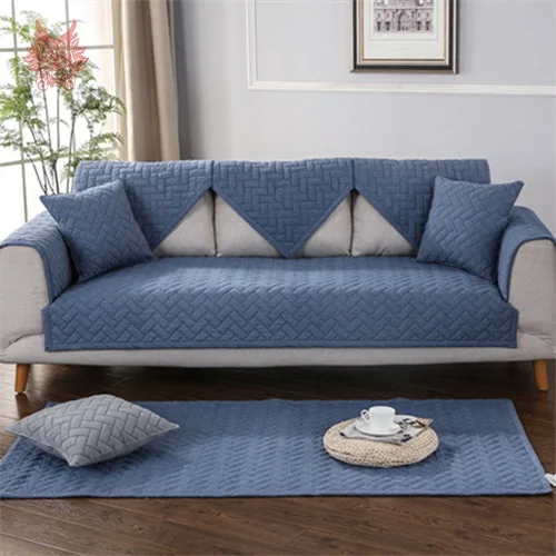 Современный стиль, синий, серый, хаки, стеганые Чехлы для дивана, хлопок, секционные Чехлы для дивана, чехлы для дивана SP4882 - Цвет: Blue per pic
