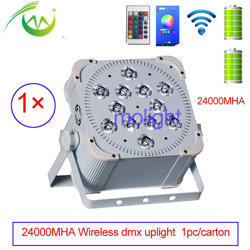 

Wireless DMX LED Slim Par with IR Remote 12*18w RGBWA+UV 6in1 Battery Freedom dj LED Flat Par 24000mha Wedding Uplighting