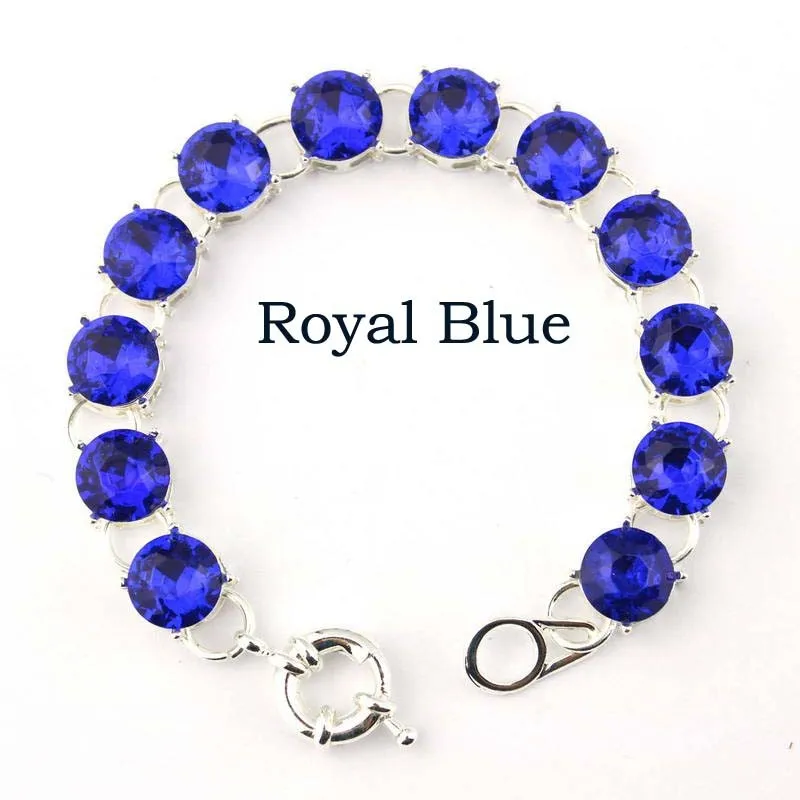 Классический Модный дизайнерский стильный цветной браслет в горошек с кристаллами винтажный дизайн весна-лето стильные модные ювелирные изделия B1484 - Окраска металла: Silver Royal Blue