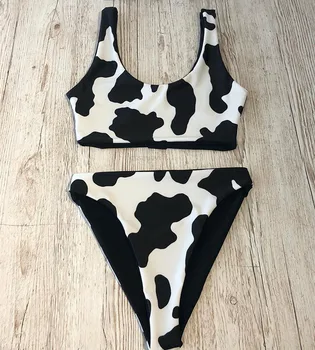 

Swimwear Biuqinis Sexy Summer Printing Women Piece High Waist Bikinis Set Fits True to Size, Take Your Normal Wire Free Cotton