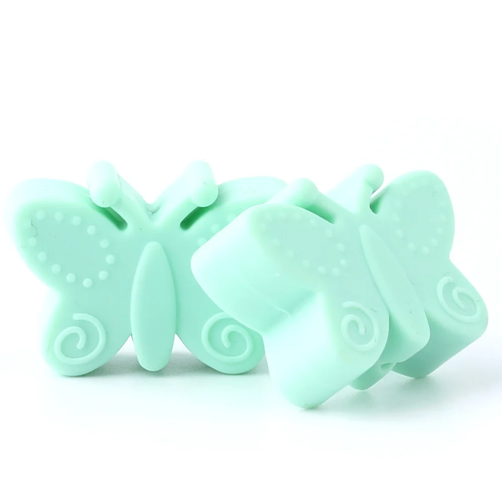 Mint Green Keep& grow 10 шт Силиконовые Бусины-бабочки для прорезывания зубов для изготовления ювелирных изделий DIY из бисера без бисфенола, силиконовые детские игрушки для прорезывания зубов - Цвет: Mint Green