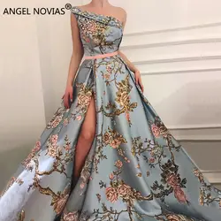 Ангел NOVIAS Длинные линии Abendkleider арабский вечернее платье 2018 Vestido Sirena Largo с разрезом