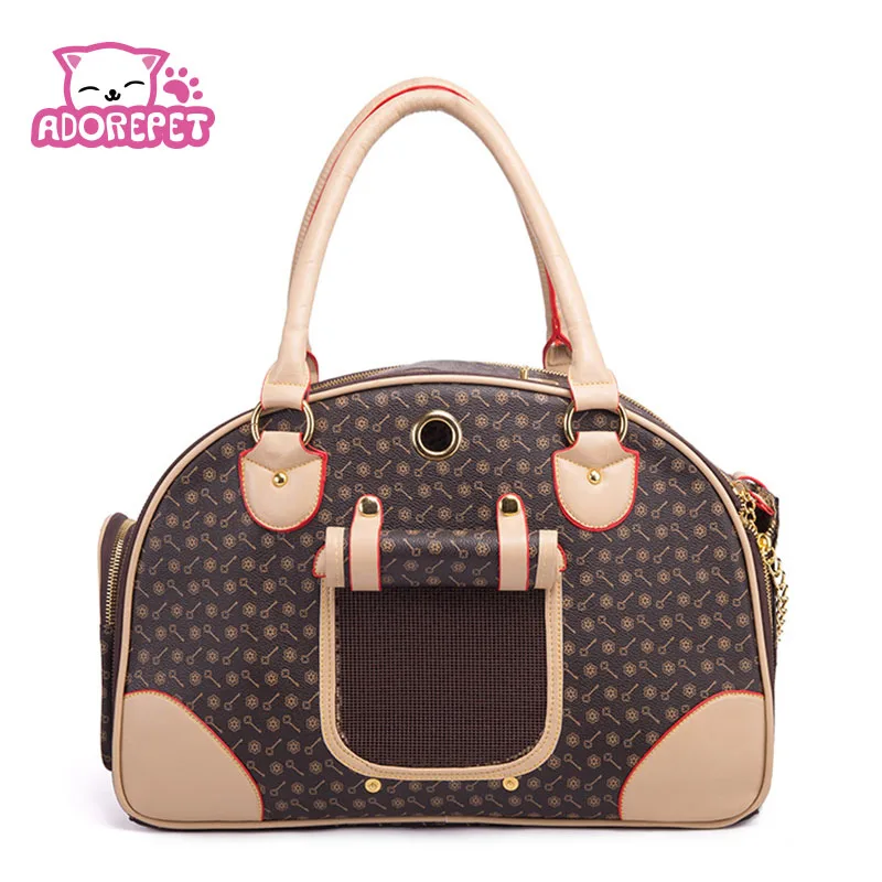 

Pet cat small dog Travel luxury pu leather Carrier bag outdoor foldable portable dog Chihuahua carry tote shopping bag handbag