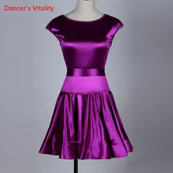 Заказ без рукавов сплошной цвет Латинской платье для танцев Для женщин Бальные платья для танцев костюм Латинский танец латинский платье