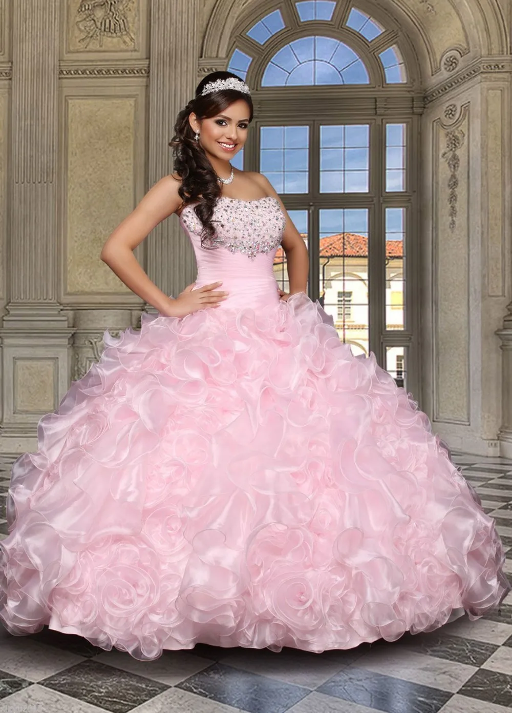 Quinceanera Dresses Plus Size Fashion Pink Sweet 16 Vestido Debutante 