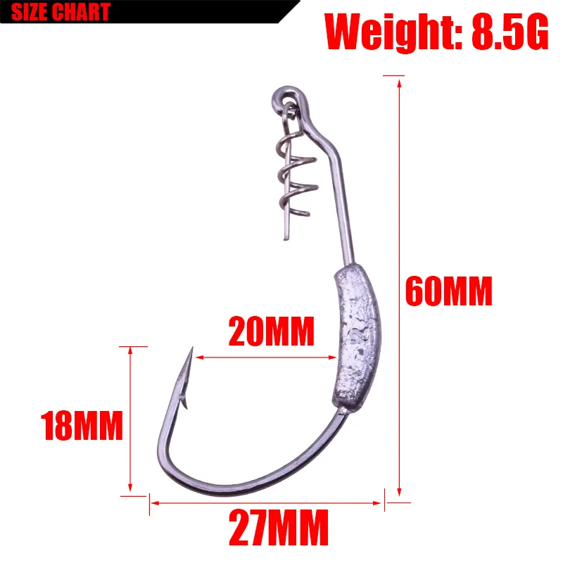 5 шт./лот пружинный замок, крючок, карбоновая сталь, кривошипное приспособление, свинцовая крючком Мягкая приманка, рыболовные снасти, аксессуары, размер 3g 3,5g 4g 6,5g 8,5g