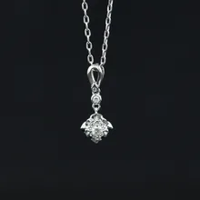 LASAMERO Halo 0.068CT 18k Gold Round Cut Square Center Pave Set Natural Diamond Pendant Necklace Chain Women Fine Jewelry