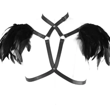 Женские черные сандалии, украшенные перьями топы с бюстгальтером без косточек погоны гот нижнее белье в стиле бохо Безумный Макс фестивальный рейв BurningMan бюстгальтер портупея для тела Танцевальный костюм
