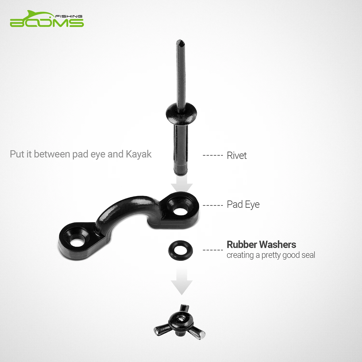 Booms Fishing MA1 12PCS Kayak Pad Eye Rivet Kit Attachment Points on Kayak, Caone, Boat Booms Fishing MA1 12PCS Kayak Pad Eye Rivet Kit Attachment Points on Kayak, Caone, Boat