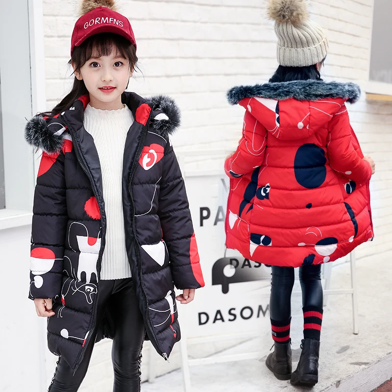 

Girl Winter Jackets 2018 New Fashion Cotton Fur Collar Coat Kids Winter Toddler Snowsuit Children Clothing 4 5 6 7 8 9 10 11 Y