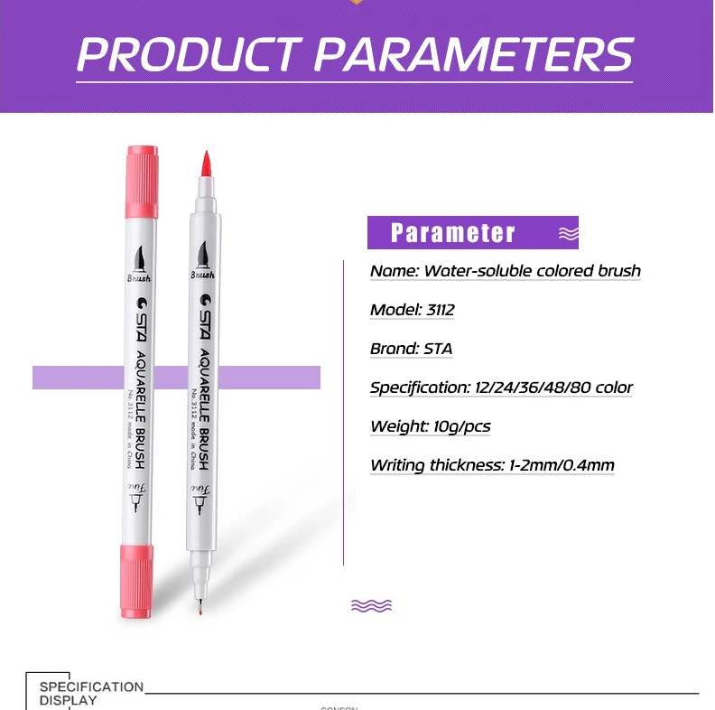 STA 12/24/36/48/80 Цвета набор ручки, маркеры для рисования двойной советы чернила на водной основе Щетка Для Удаления Чернил ручка для рисования манга дизайн искусство Сделано в Китае