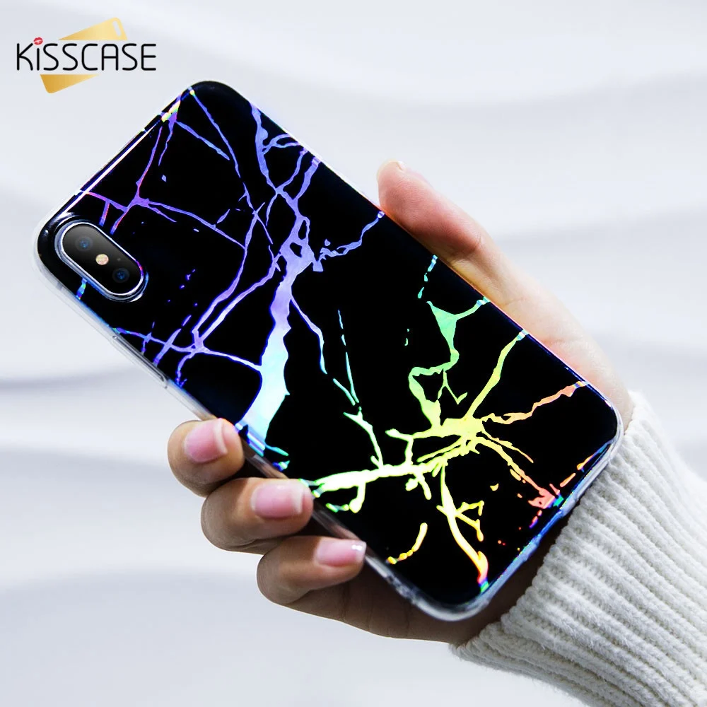 KISSCASE красочные мраморные силиконовые чехлы для iPhone X 7 8 Plus 6s 6 мягкие узорные Чехлы