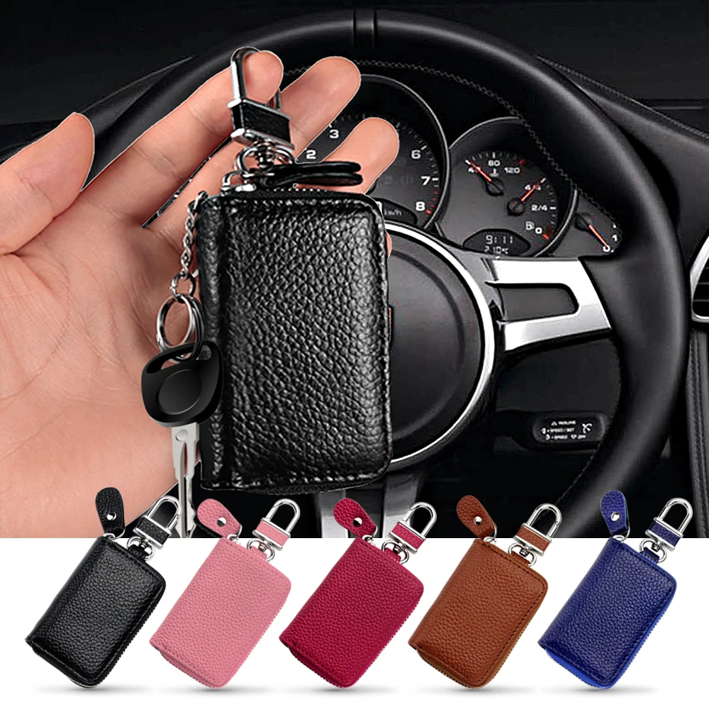 

Leather Car Key Bag Auto Key Case Cover Multi Function Key Case Universal