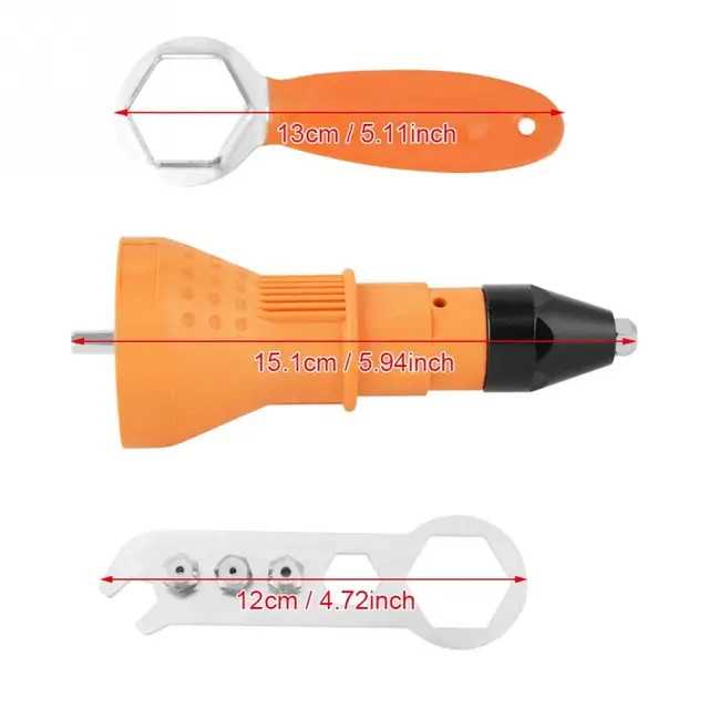 1 Set Rivet Nut Gun Adapter Insert Nut Riveting Tool with Wrench & Nozzles for Cordless Drill Portable Riveting Adapter