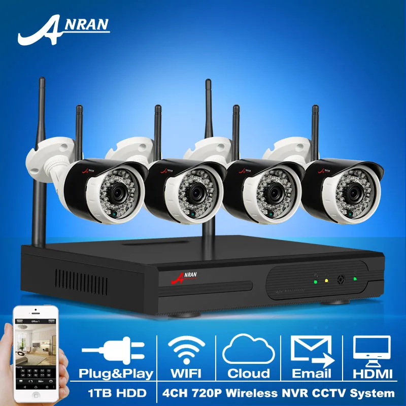  Newest&720P HD Outdoor+Home 36IR Wireless CCTV Camera Kit&Plug And Play 4CH Security NVR Video Surveillance System Mobile APP 