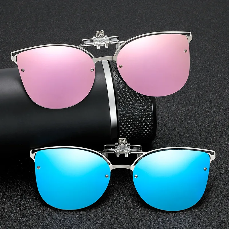 2018 Full Rim Oversized Large Clip on Glasses Polarized Flip up Sunglasses Clips for Eyeglasses