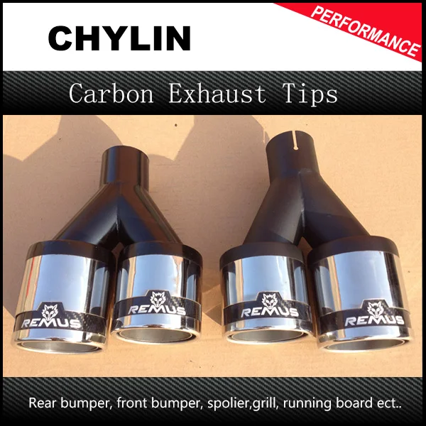 Inlet63mm Outlet 89mm Car Exhaust Dual Tip Universal 304 Stainless Steel Remus Dual Exhaust Muffler Pipe Tips