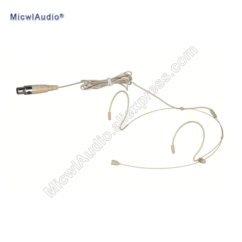 

Dual Hook Headset Conference Stage Condenser Microphone Headworn 3Pin for G900 D400 Bodypack Beige Black MicwlAudio 900-001