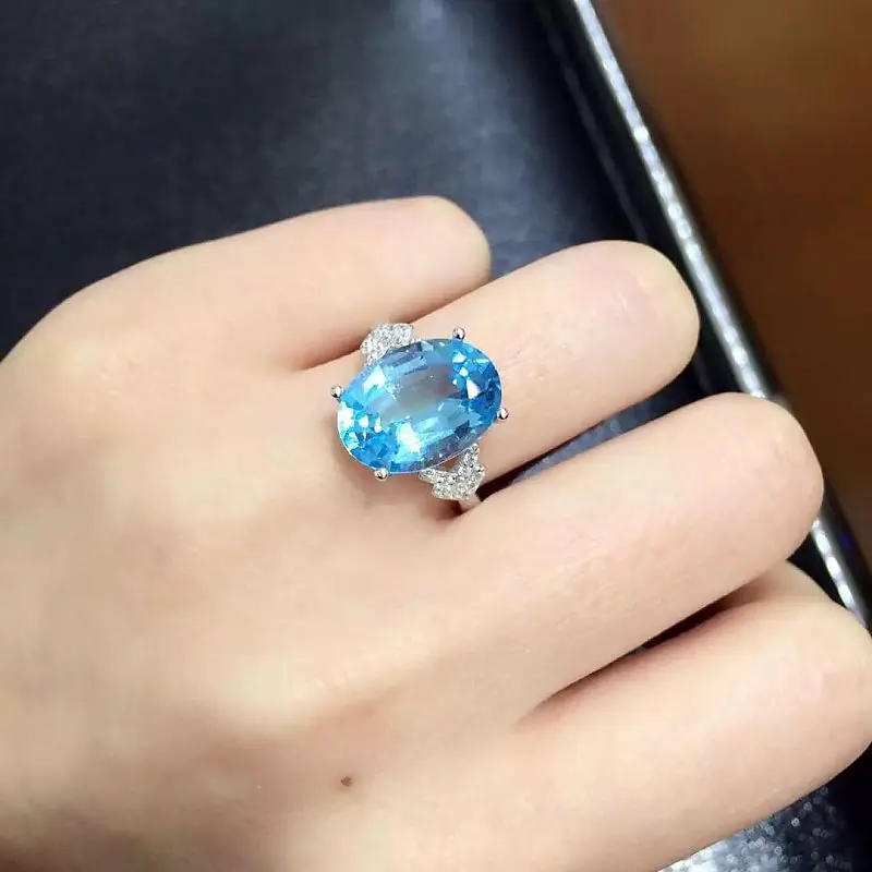 Qi Xuan_Blue Stone модные ювелирные изделия Rings_Finger Rings_S925 Твердые серебряные модные синие кольца производитель прямые продажи