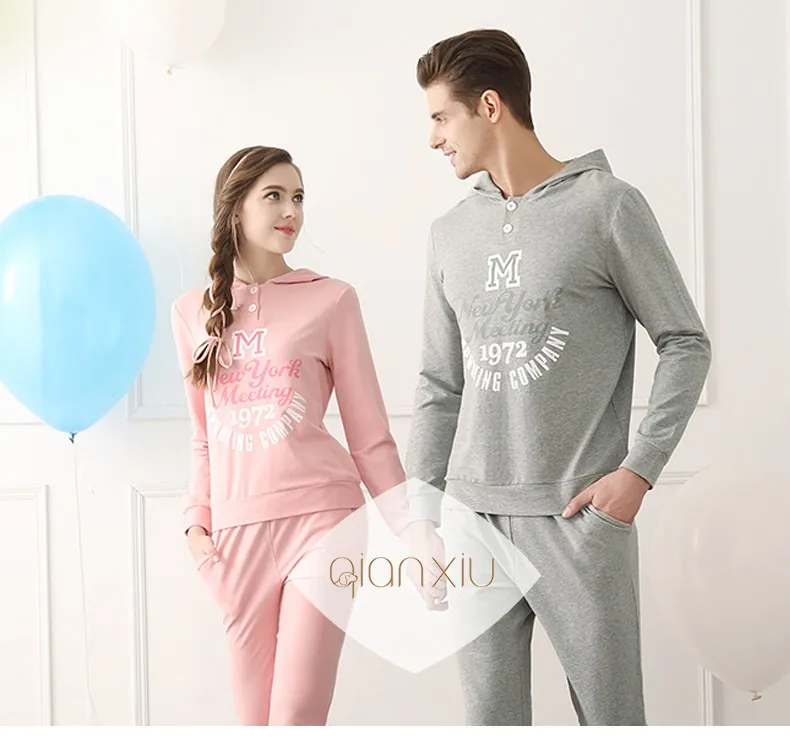 Qianxiu мужская одежда активность Pijama хомбре Большой размер салон одежда Hoodeed пижамы множеств