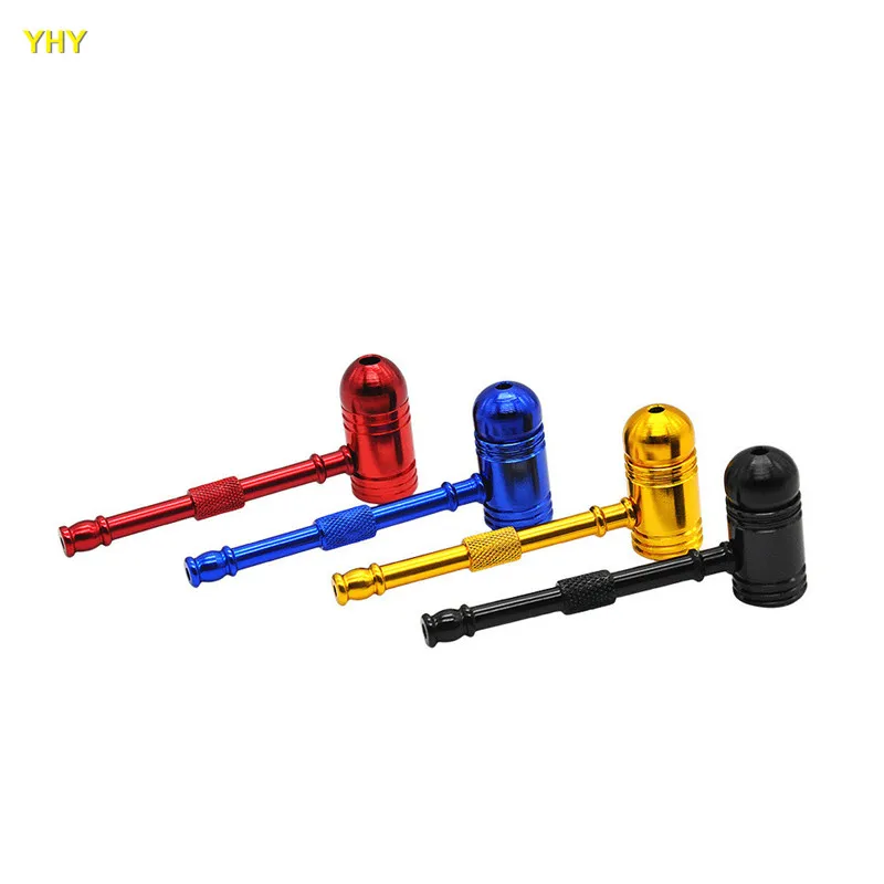 New Small Metal Hammer Pipe Multi Color Endurable Aluminum Alloy Smoking Tobacco Portable Pipe Free Shipping  01