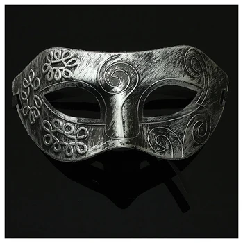 

LHBL 1pcs Men's Masquerade Mask Ball Masks Stag Party Fancy Dress Venetian Eye Face Roman Gladiator Silver