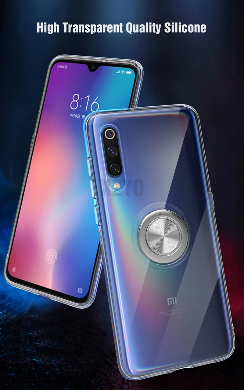 Прозрачный мягкий силиконовый чехол для Xiaomi mi 9 SE 8 mi 9 mi 8 Автомобильный держатель с кольцом-подставкой противоударный чехол красный mi Note 7 Pro Чехол Note7