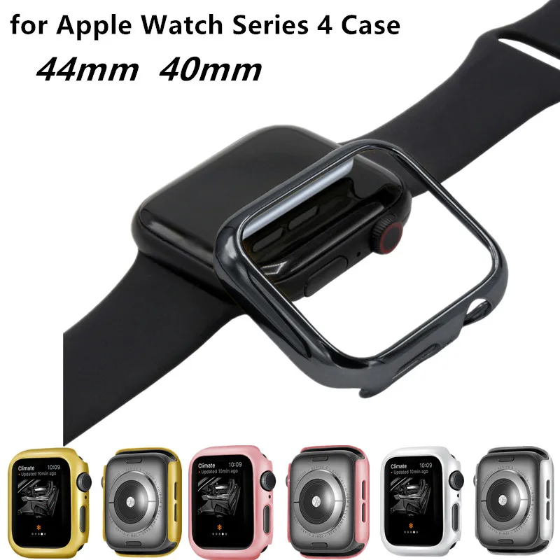 Watch Cover for apple watch case 44mm 40mm Plating TPU Bumper case Shockproof Cover for iWatch 4 Screen Protector Accessories