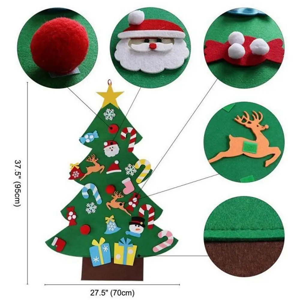 Детские DIY Креативные 3D украшения из войлока Рождественская елка для дома дверная панель Новогодняя настенная подвесная детская обучающая подарки вечерние украшения