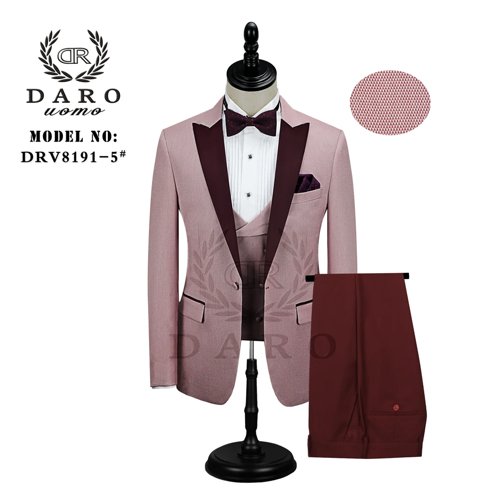 DARO Latest Coat Pant Designs Tuxedos Pink and blue Suits for Men Dress Wedding Groom Prom Suits DR8191 DARO Latest Coat Pant Designs Tuxedos Pink and blue Suits for Men Dress Wedding Groom Prom Suits DR8191