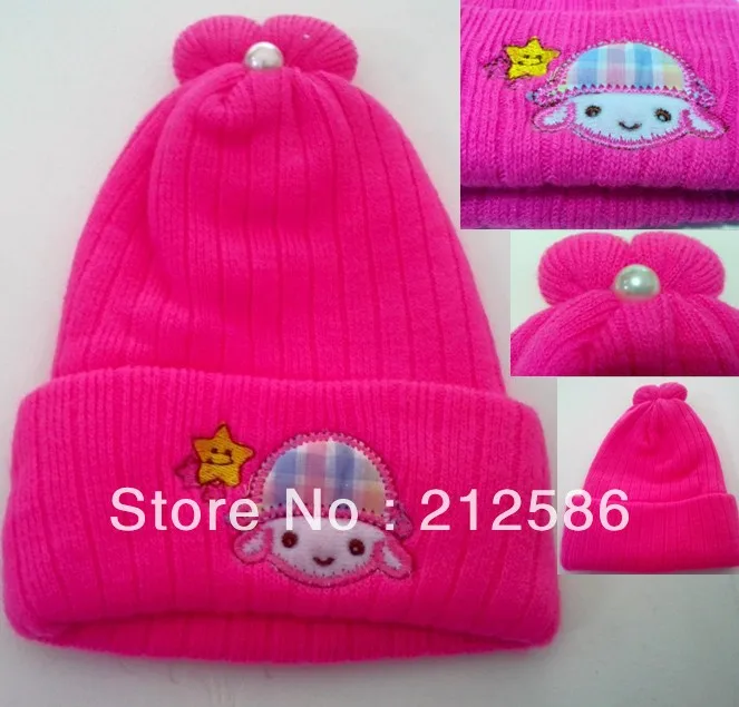

high quality super soft and comfortable infant winter hat baby warm winter knitted caps baby spring autumn rose red hat