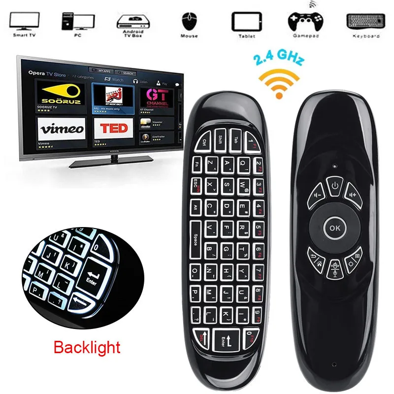 

C120 2.4G Gyroscope Air Mouse Mini Wireless Keyboard Russia English for Android Smart TV Box PC Windows Mac Remote Control