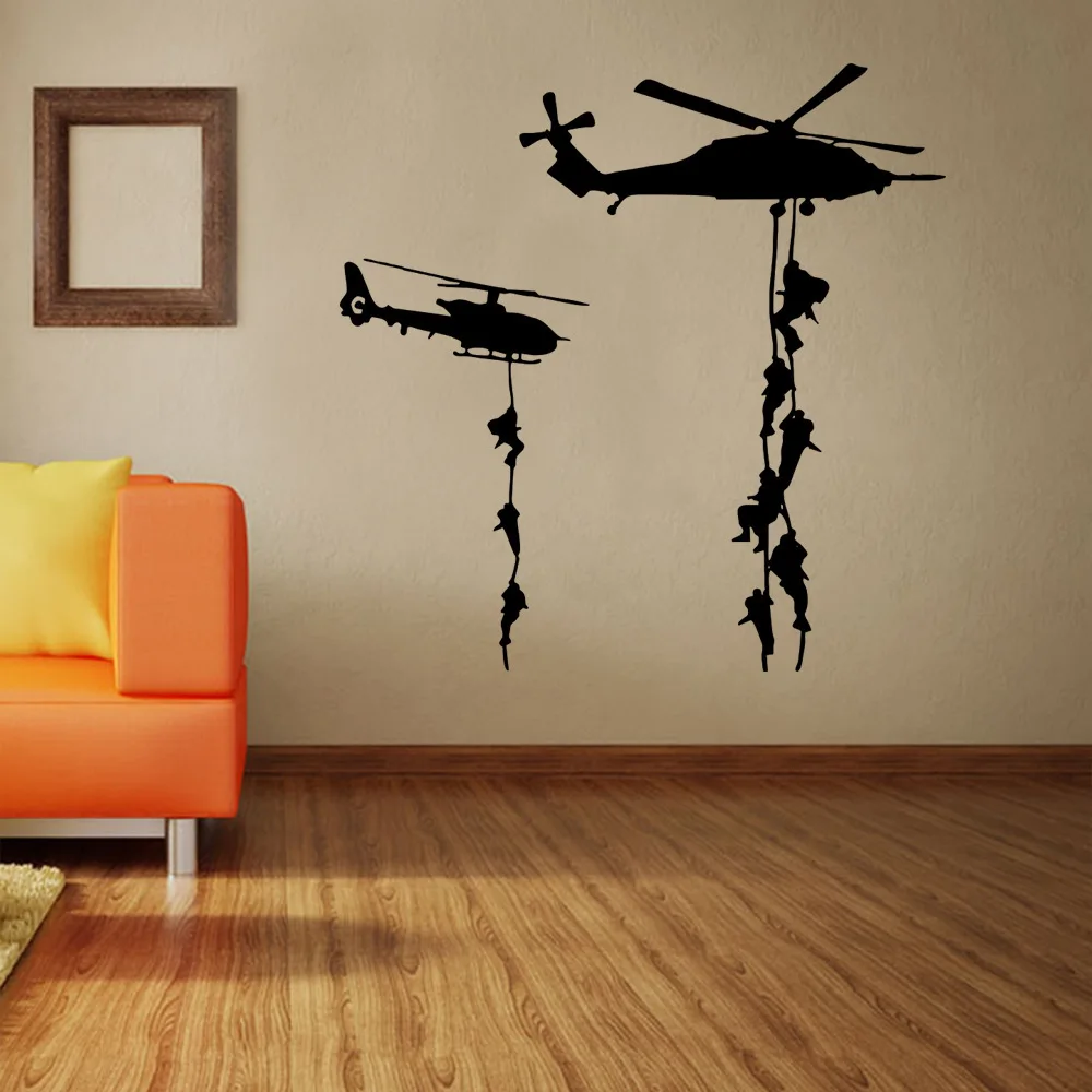 

Army Solider Helicopter Wall Stickers for Kids Boys Bedroom decor