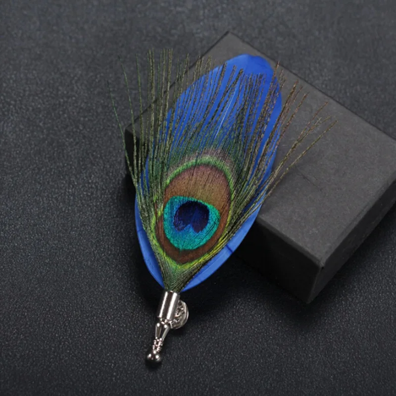 

Bohemian Wedding Party Jewelry 5 Color Gorgeous Peacock Feathers Brooch Pin For Women Men Clothing Accessories