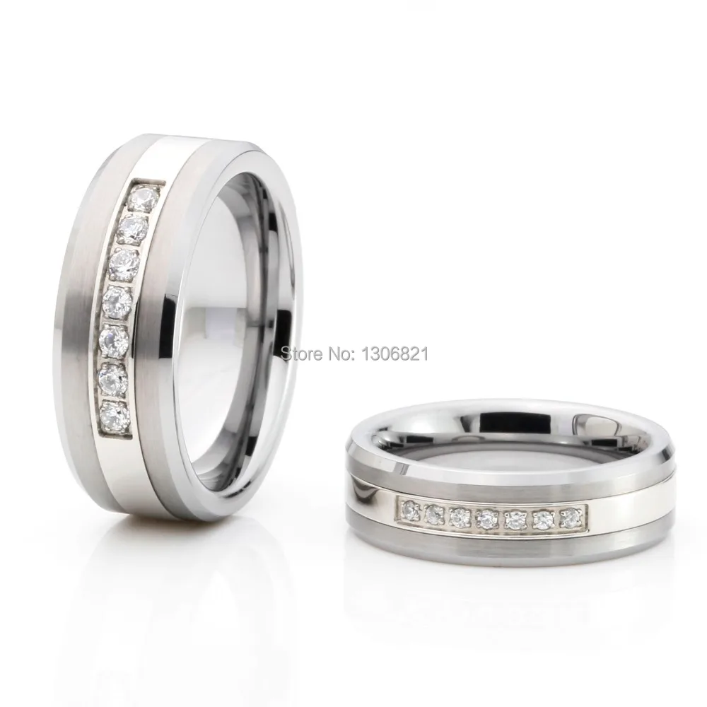 Buy Top selling tungsten carbide ring with 7 cz inlay