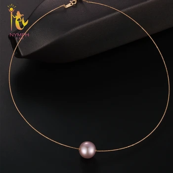 

[NYMPH] Fine Jewelry Pearl Pendant Necklace Round Purple Natural Stone Pendant For Women Luxurious Engagement Gift X321
