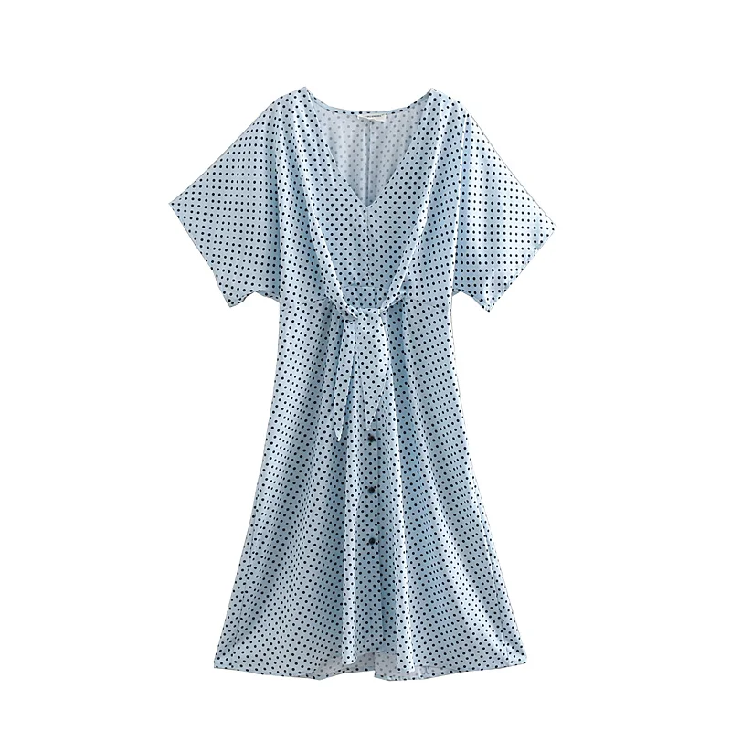 Женское свободное платье Heydress желтое повседневное в горошек с коротким рукавом и