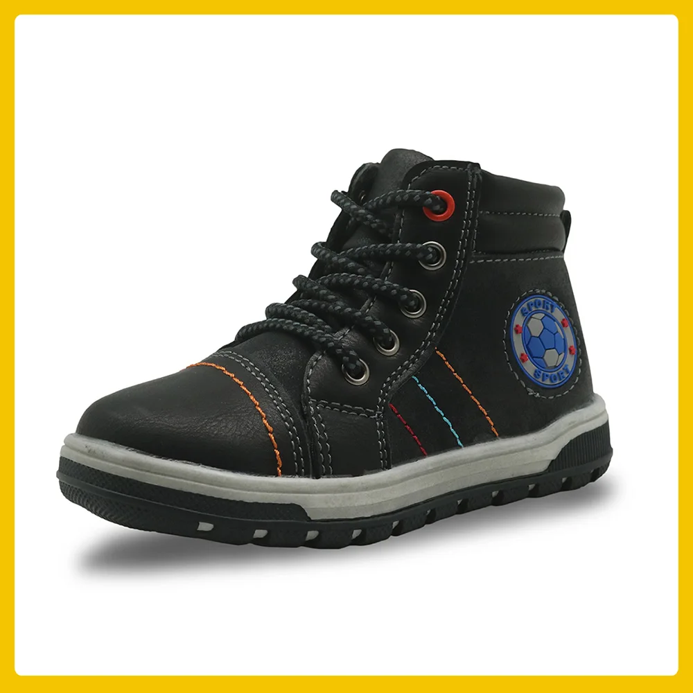 M1177-Black Apakowa# Buy 2 Get 1 Free# Toddler Boys Fashion Ankle Boots Hook and Loop High-Top Sneakers for Kids Spring Fall Casual Shoes - Цвет: M1177-Black