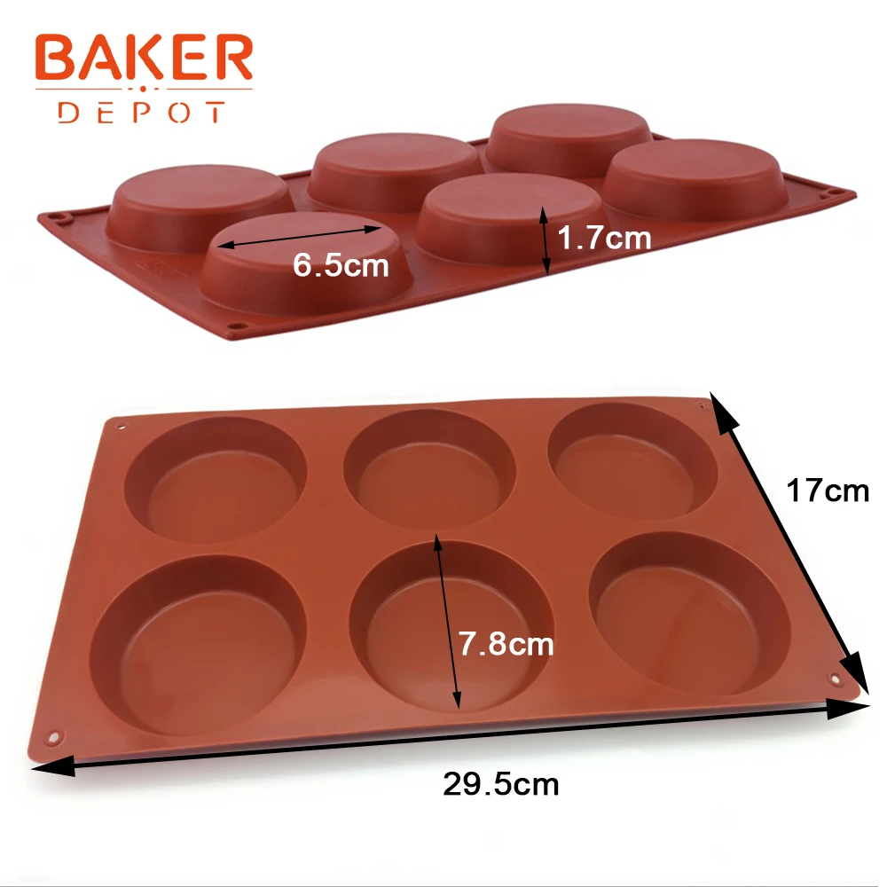 BAKER DEPOT Маффин силиконовые маленькие формы для торта круглые формы для пудинга и желе формы для мыла льда кондитерские формы для выпечки торта инструменты для выпечки 6 отверстий