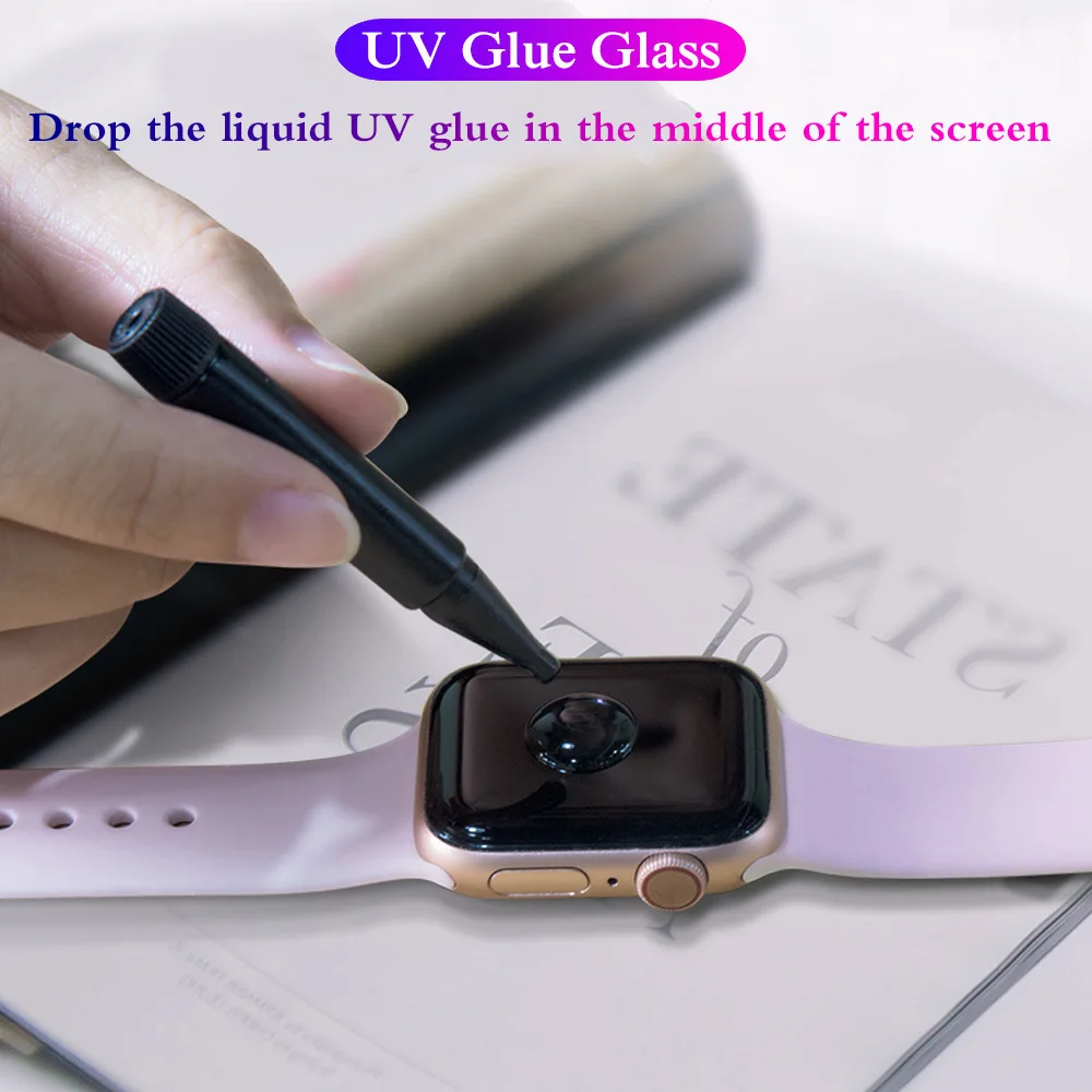 Для Apple Watch 9h 3d Uv Nano жидкое полностью проклеенное закаленное стекло 38 42 40 44 мм Защита экрана для Apple Watch 1 2 3 4 серии