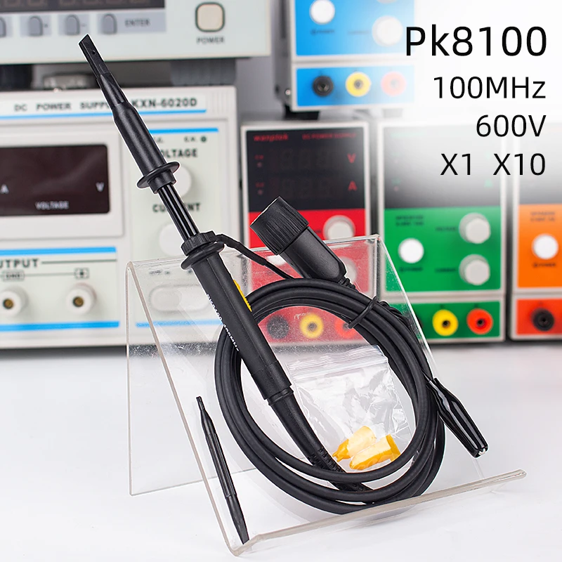 

Wanptek PK8100 600V Oscilloscope Probe 1X10X 100MHz Oscilloscope Alligator Clip Test Oscilloscope Accessories High Precision