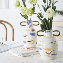 Креативная Европейская керамическая ваза Скандинавское украшение для дома Цветочная ваза золотое украшение для гостиной