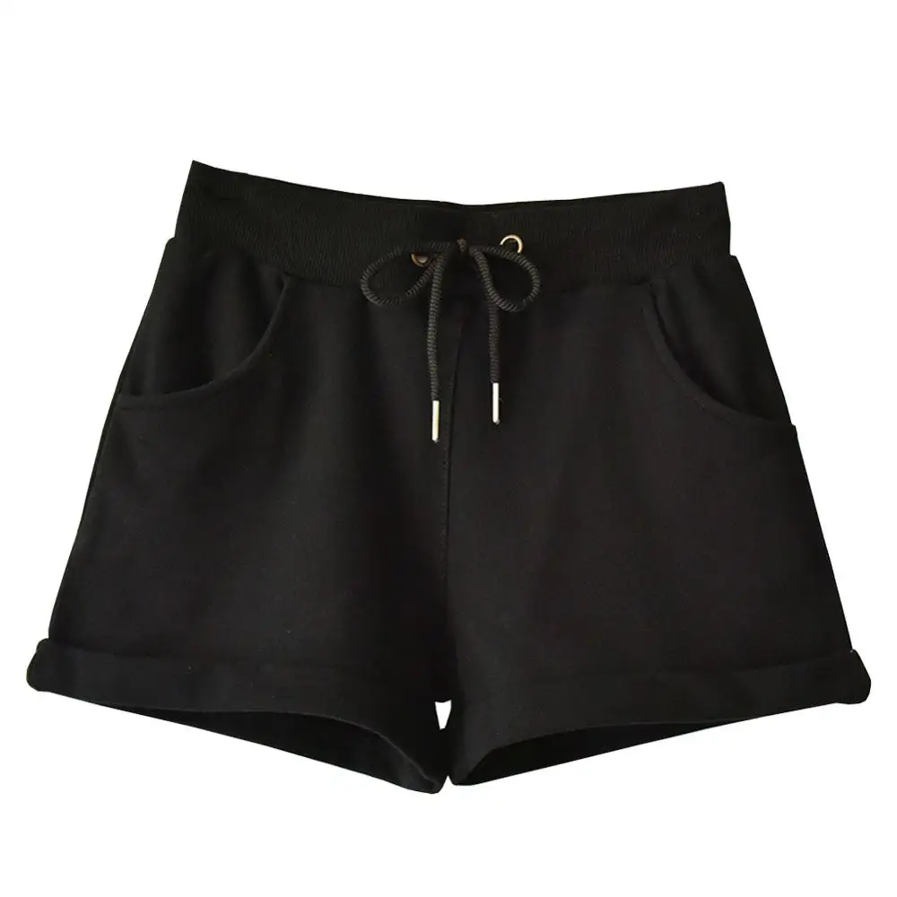 

Women Beach Short Pants Casual Loose Shorts Beaching Ladies High Waist Short Trousers Solid Color Plus Size