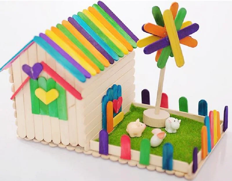 

2019 new Colorful Ice Cream Lolly Cake Tools Natural Wooden Popsicle Stick Ice Cream Sticks Kids DIY Hand Crafts Art 50 Pcs/Lot