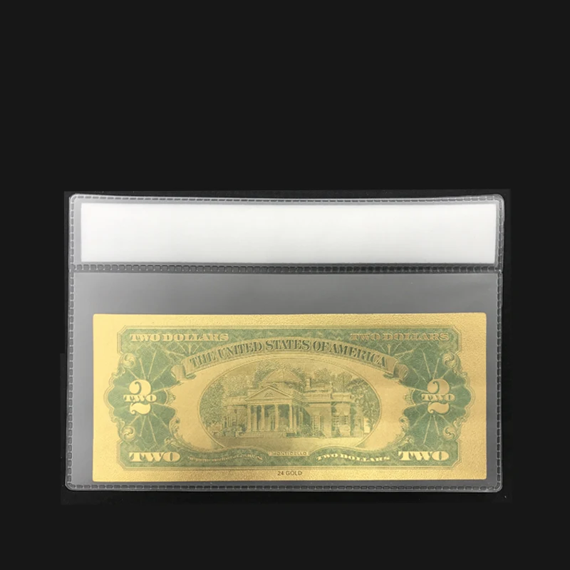 Цветные американские банкноты 1928 USD 2 доллара золотые банкноты с пластиковой рамкой сувенир из США поддельные бумажные банкноты