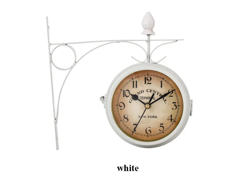 Европейский стиль часы и часы железная художественная стена часы восстановление древних способов украшения двухсторонние Висячие часы