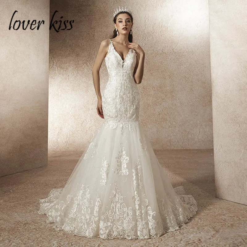 Lover Kiss Vestidos De Noiva хиппи с v-образным вырезом шикарное свадебное платье с вырезом на спине сексуальное морское праздничное кружевное свадебное платье халат в стиле бохо mariage - Цвет: Слоновая кость