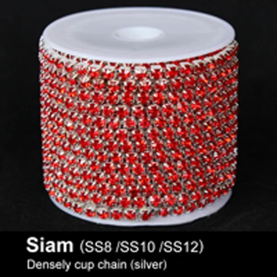 Lt Аметист Серебряный Кубок цепи SS6/SS8/SS10/SS12 плотно горный хрусталь цепи 10 м/рулон для одежда - Цвет: Siam