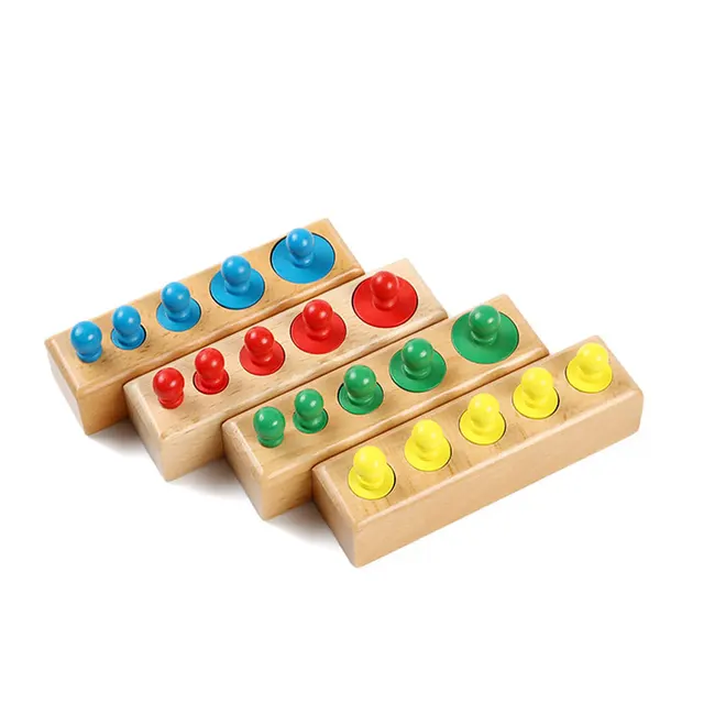 Colored Montessori Cylinders Blocks Set Preschool Sensory