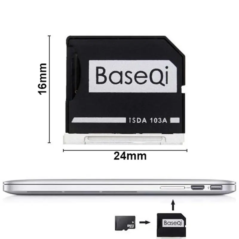 Original BASEQI Aluminum MiniDrive Micro SD Card Adapter Metal Card Reader For Notebook Asus ZenBook Flip Ninjadrive 610A (2)